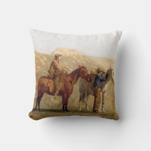 Cowboys och hästar för vintage westerna kudde