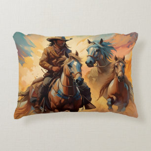 Cowboys och hästskog prydnadskudde