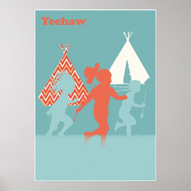 Cowboys och Indians Art Print Poster (Framsidan)