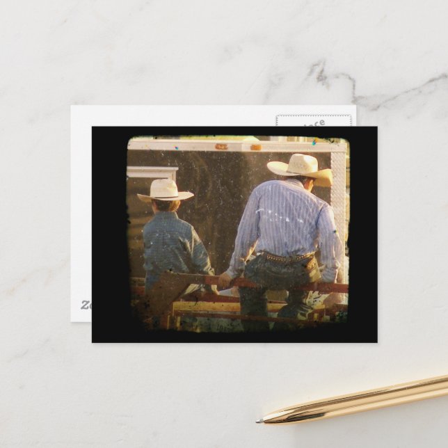 Cowboys on a Rodeo Fence TTV Vykort (Fram/Back In Situ)