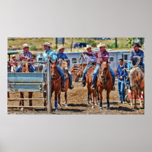 Cowboys på en rodeo Poster