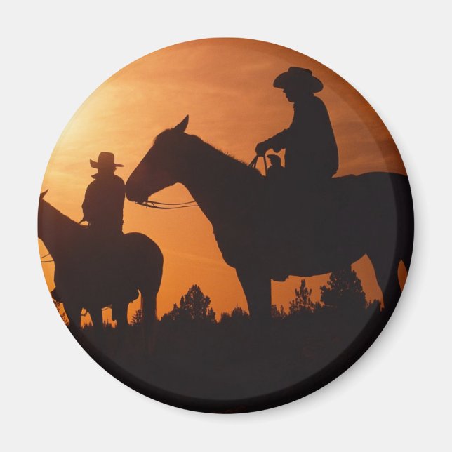 cowboys på hästar magnet (Framsidan)