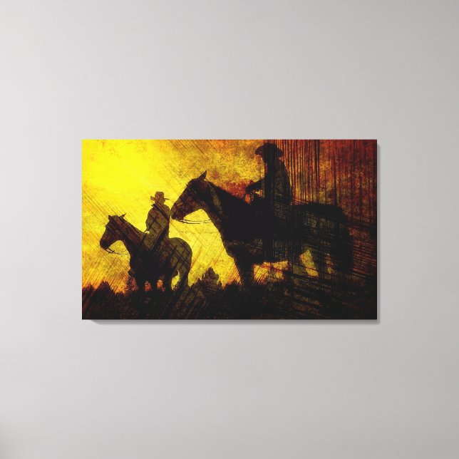 Cowboys på Horseback Wrapped Canvas Skriv ut (Framsida)