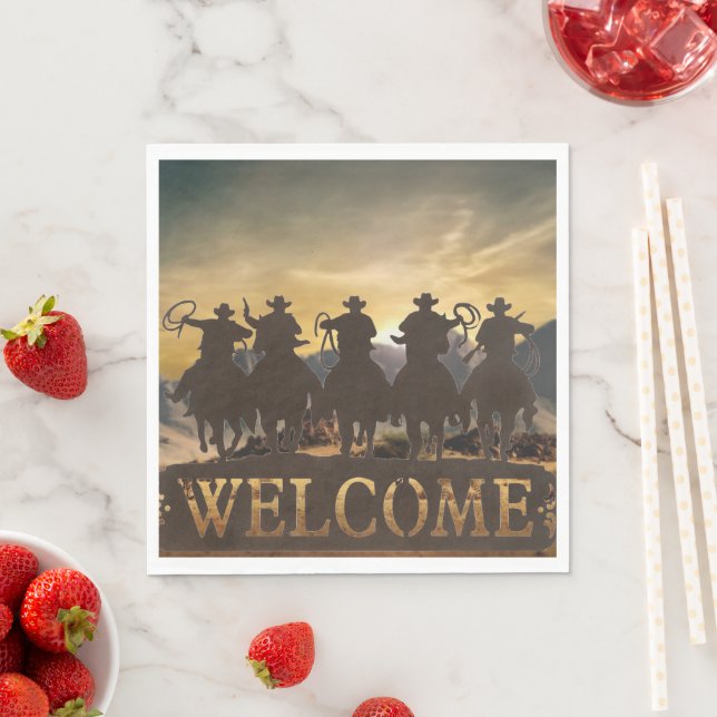 Cowboys Riding Range Mountain Background Papper Pappersservett (Insitu)