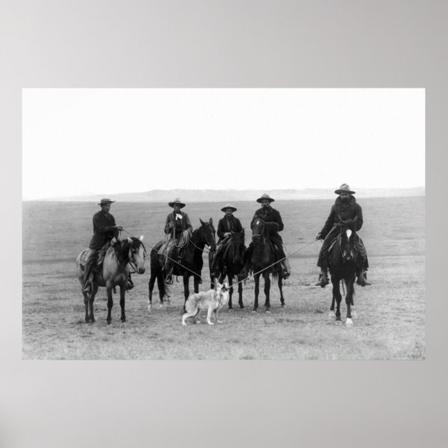 Cowboys Roping a Gray Wolf: 1887 Poster (Framsidan)