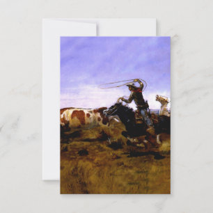 “Cowboys Roping a Steer” av Charles M Russell Tack Kort