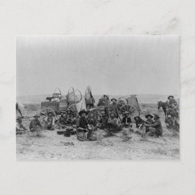 Cowboys Sitta efter vykort för matarvagnar (Framsida)