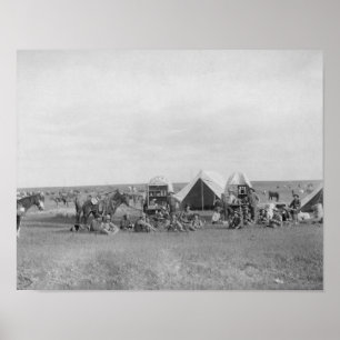 Cowboys Sitta runt Chuckwagon Photogratograf Poster