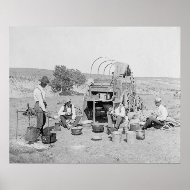 Cowboys Skapar Camp 1901. Vintage Photo Poster (Framsidan)