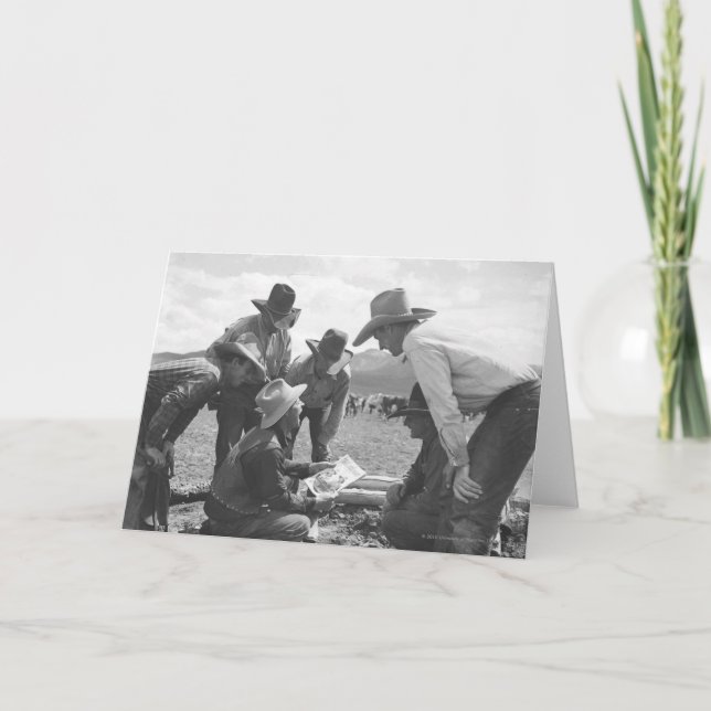 Cowboys tittar en tidskrift kort (Framsida)