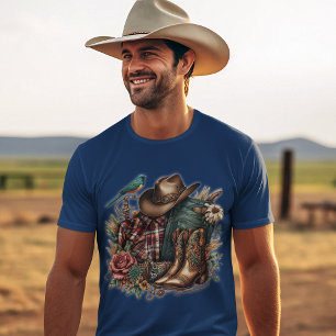 "Cowboysamling" en rad Land Boy Art Art T Shirt