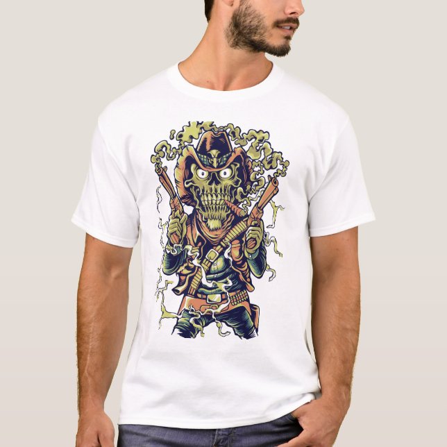 Cowboyskeleton zombie t shirt (Framsida)