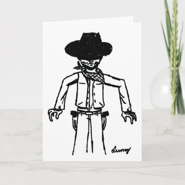Cowboysketch "Howdy Pardner"-hälsningskort Kort (Framsida)