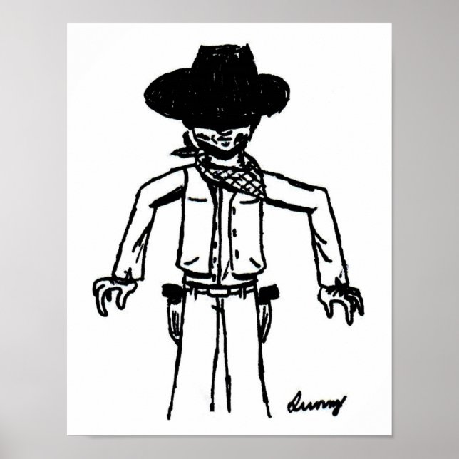 Cowboysketch Skriv ut Poster (Framsidan)