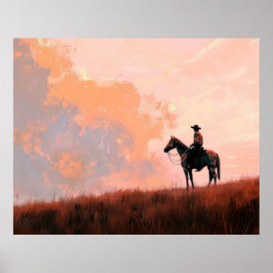 Cowboysoluppgång Western Poster