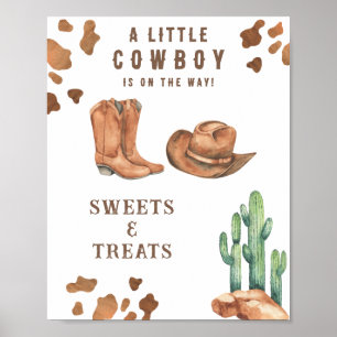 Cowboysötsaker och behandlar babydusch poster