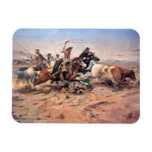 Cowboystågvirke ett råd, 1897 (olja på kanfas) magnet