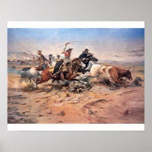 Cowboystågvirke ett råd, 1897 (olja på kanfas) poster
