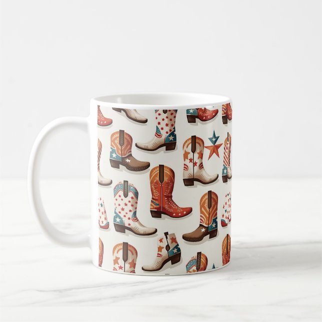 Cowboystövlar mönster kaffemugg (Vänster)