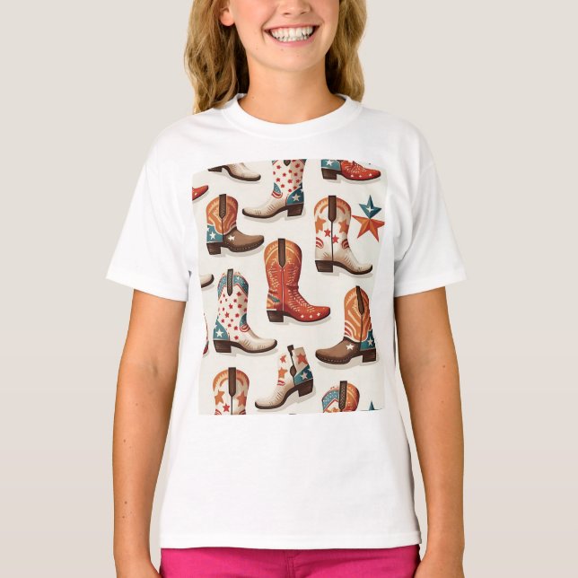 Cowboystövlar mönster t shirt (Framsida)