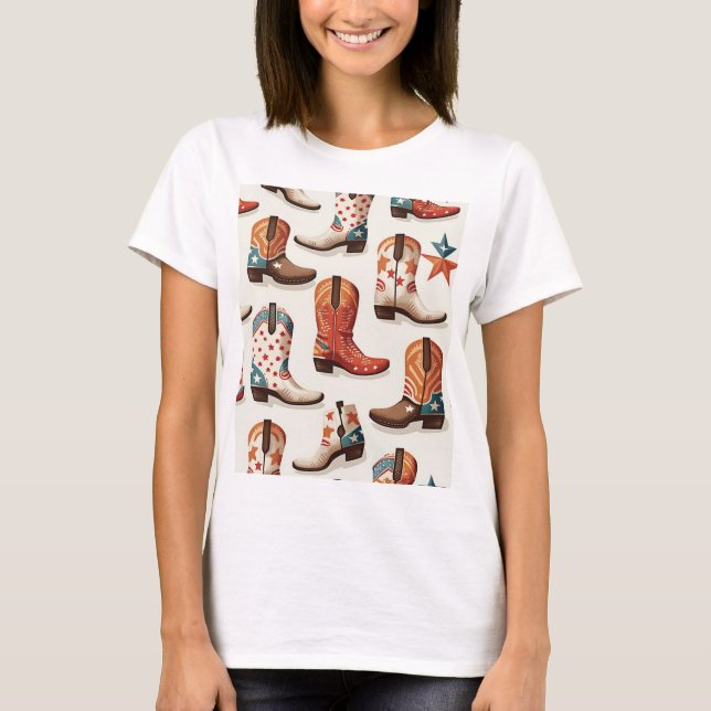 Cowboystövlar mönster t shirt (Framsida)