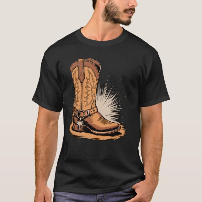 Cowboystövlar västerländska t shirt (Framsida)
