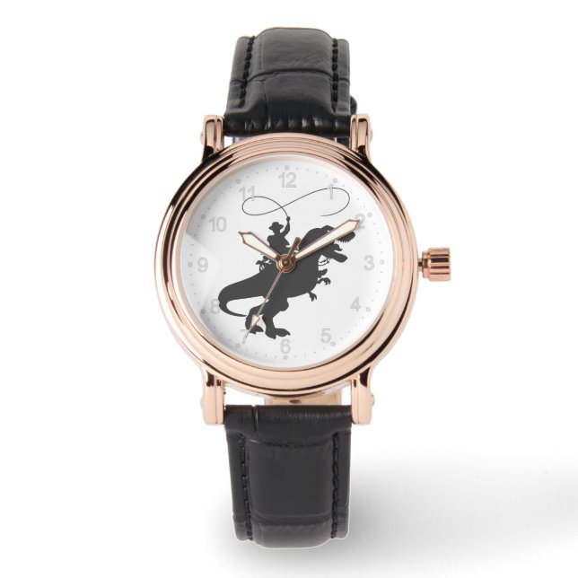 Cowboytävling i dinosauaur i förhistorisk tid armbandsur (Framsida)