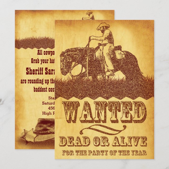 Cowboytemapartyinbjudan Inbjudningar (Fram/baksida)