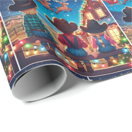 Cowboyungar på Fence Santa flyger över Barn Presentpapper