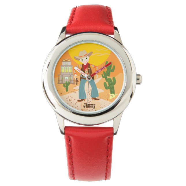 Cowboyunge födelsedagsfest armbandsur (Framsida)