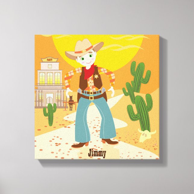 Cowboyunge födelsedagsfest canvastryck (Framsida)