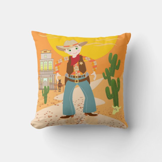 Cowboyunge födelsedagsfest kudde (Framsida)