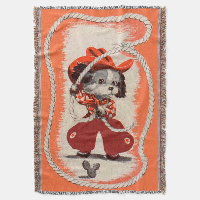 cowboyutskrift av hund filt (Framsidan Vertikal)