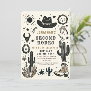 CowboyVild Western Andra rodeo-födelsedag 2:a Inbjudningar