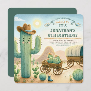 CowboyVild Western Cactus Födelsedagsfest Inbjudningar