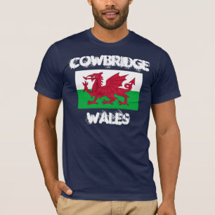 Cowbridge, Wales med Welsh flagga Tee Shirt
