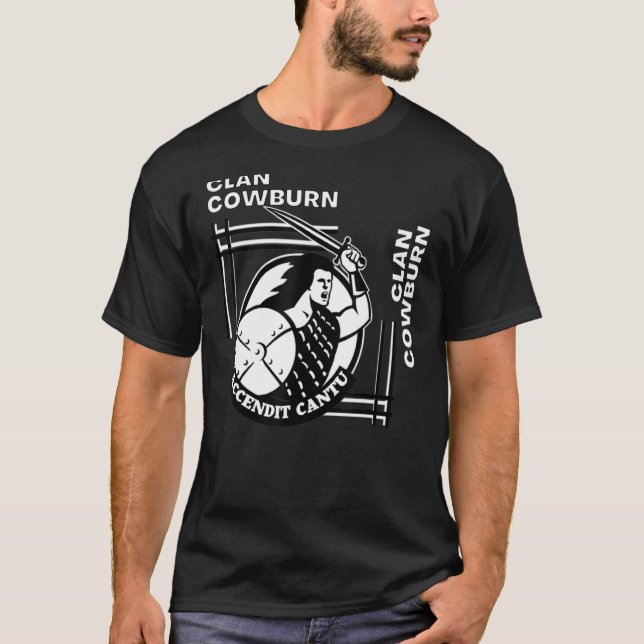 Cowburn Clan Gaeliska valspråk Svärdman T Shirt (Framsida)
