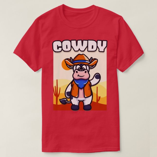 Cowdy Funny Cow Cowboy Costume Western Ranch T Shirt (Design framsida)