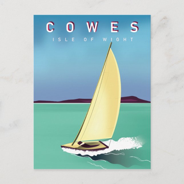 Cowes Isle of Wight researaffisch bild. Vykort (Framsida)