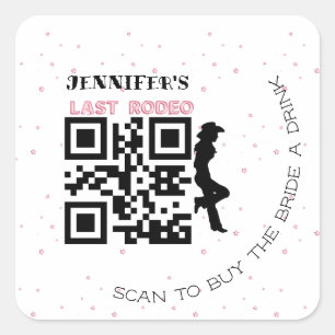 Cowgilrl silhouette förra rosa-ballongteckensnitt fyrkantigt klistermärke