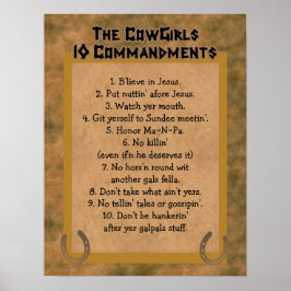 Cowgirl 10 Commandments POSTER Skriv ut
