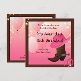 Cowgirl 16:e Födelsedagsfesten Boot Scottin Anpass Inbjudningar