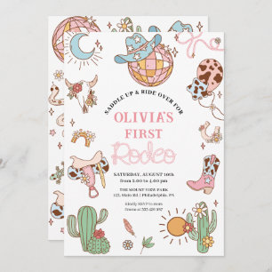 Cowgirl 1st Birthday Disco Rodeo Party Spara Datumet