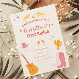 Cowgirl 1st Birthday First Rodeo Inbjudningar