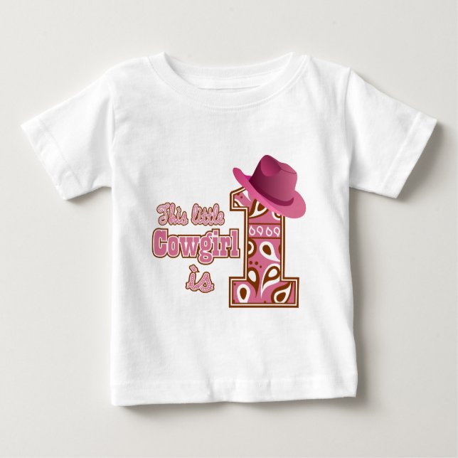 Cowgirl 1st Birthday Tee Shirt (Framsida)