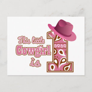 Cowgirl 1st Birthday Vykort
