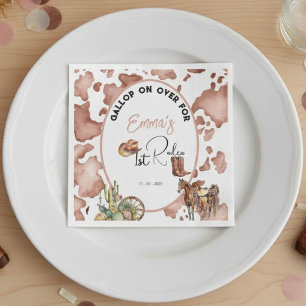 Cowgirl 1st Rodeo Cowprint Birthday Pappersservett