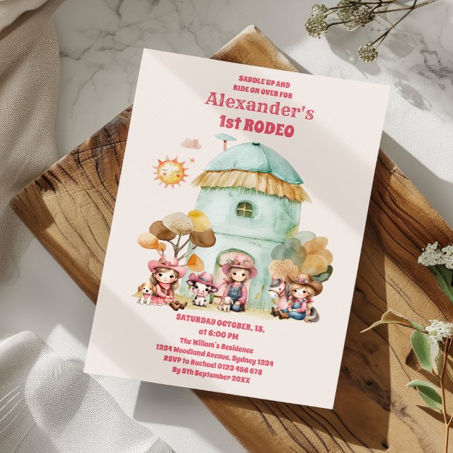 Cowgirl 1st Rodeo First Birthday Inbjudningar (Skapare uppladdad)