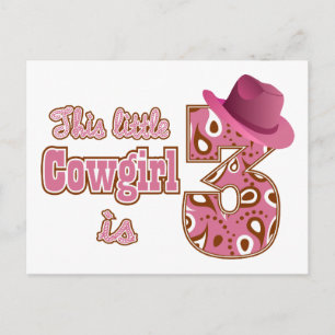 Cowgirl 3rd Birthday Vykort