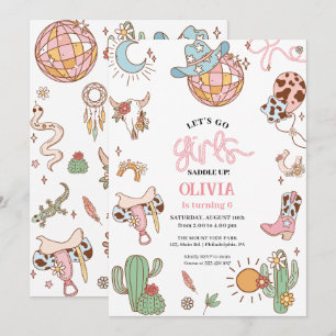 Cowgirl 6e Birthday Låt oss flicka Disco Spara Datumet